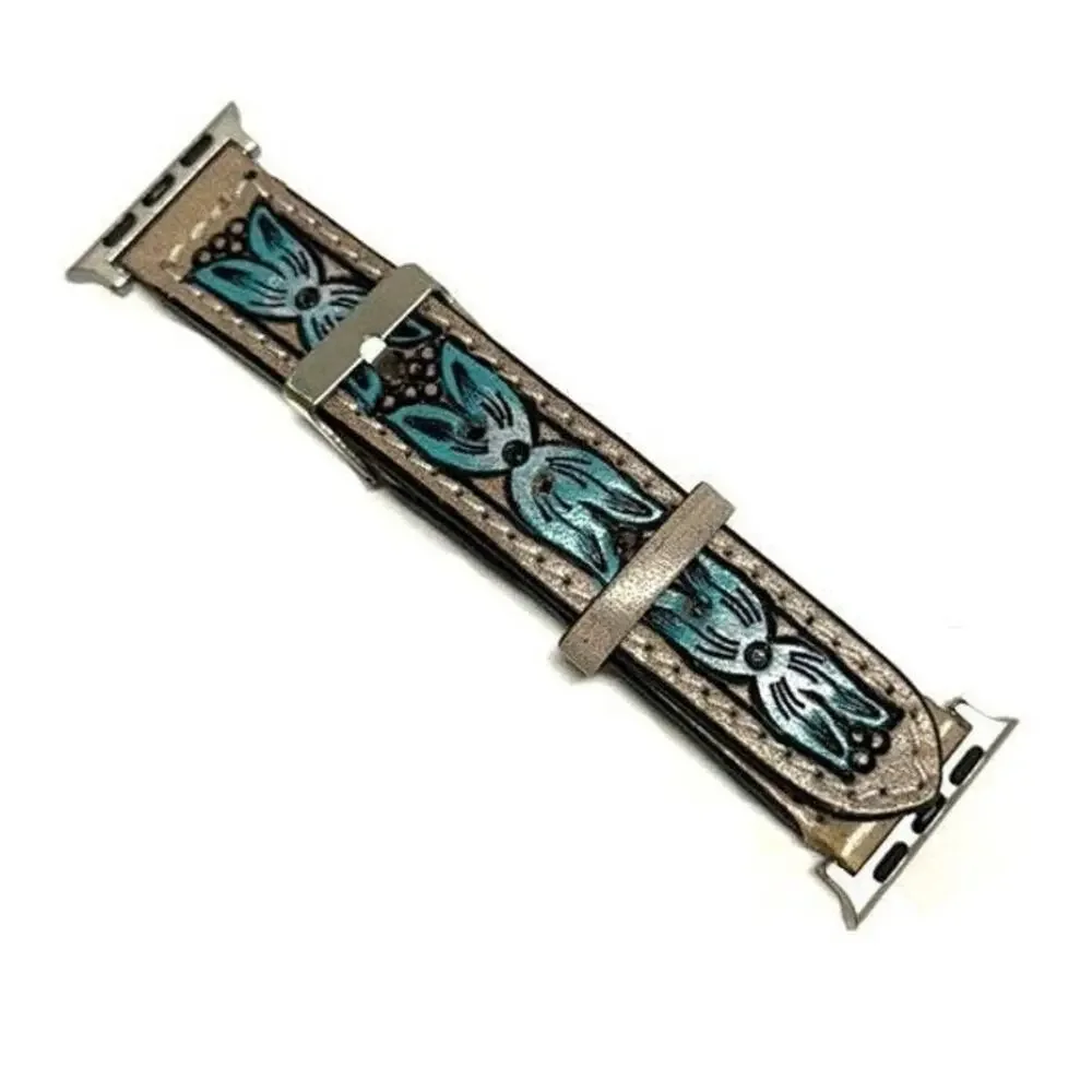 Western Hand-Tooled Leather Watch Band | Boho Western Style